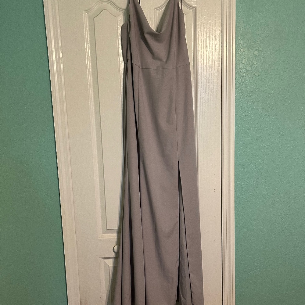 Gray Cowl neck Amsale Bridesmaid Dress
